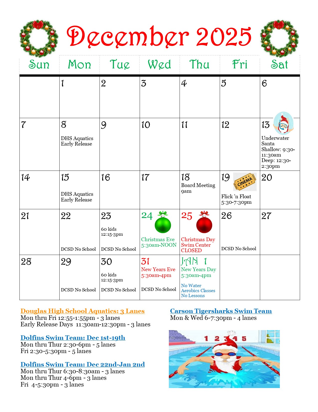 December 2025 JPEG Carson Valley Swim Center July Event Calendar