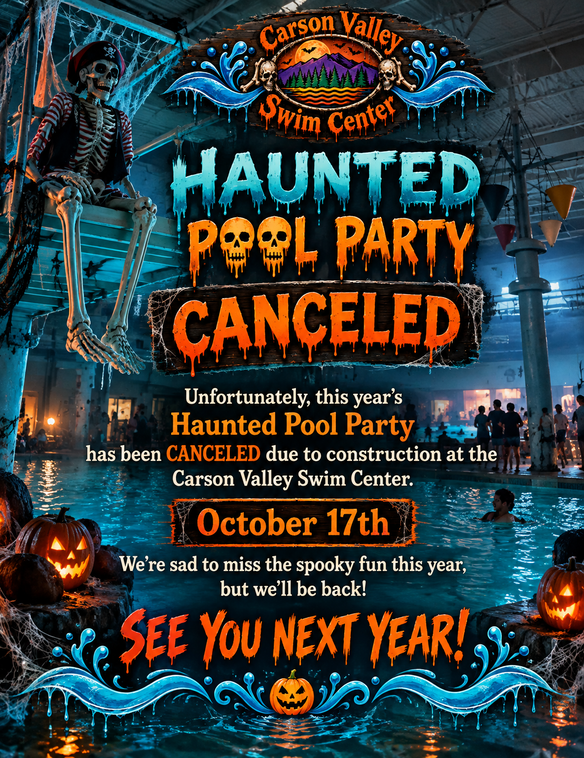 Haunted pool party canceled Haunted Pool Night with Carson Valley Swim Center